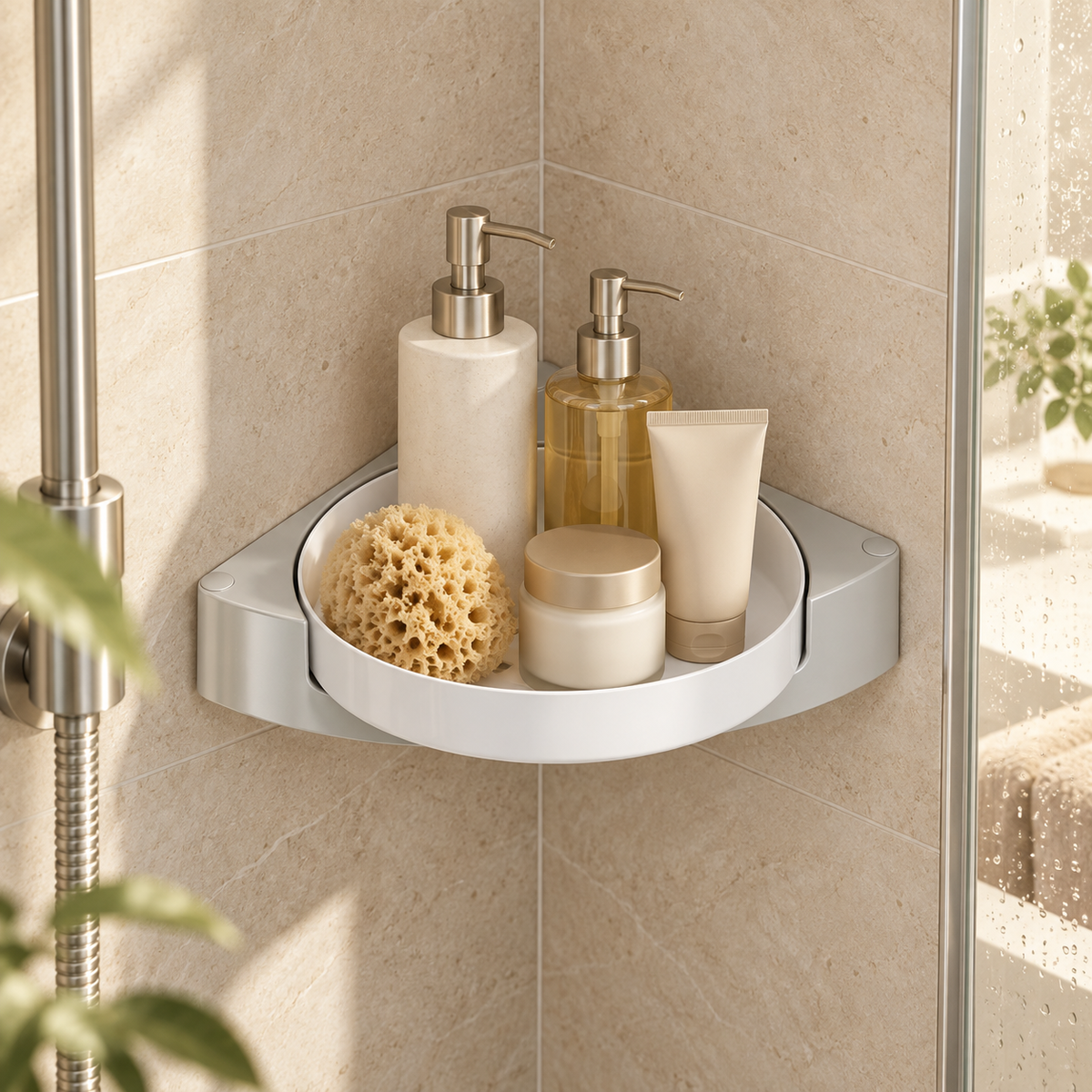 🛁 Rotating Shower Shelf | Corner Bathroom Organizer | Space-Saving Storage