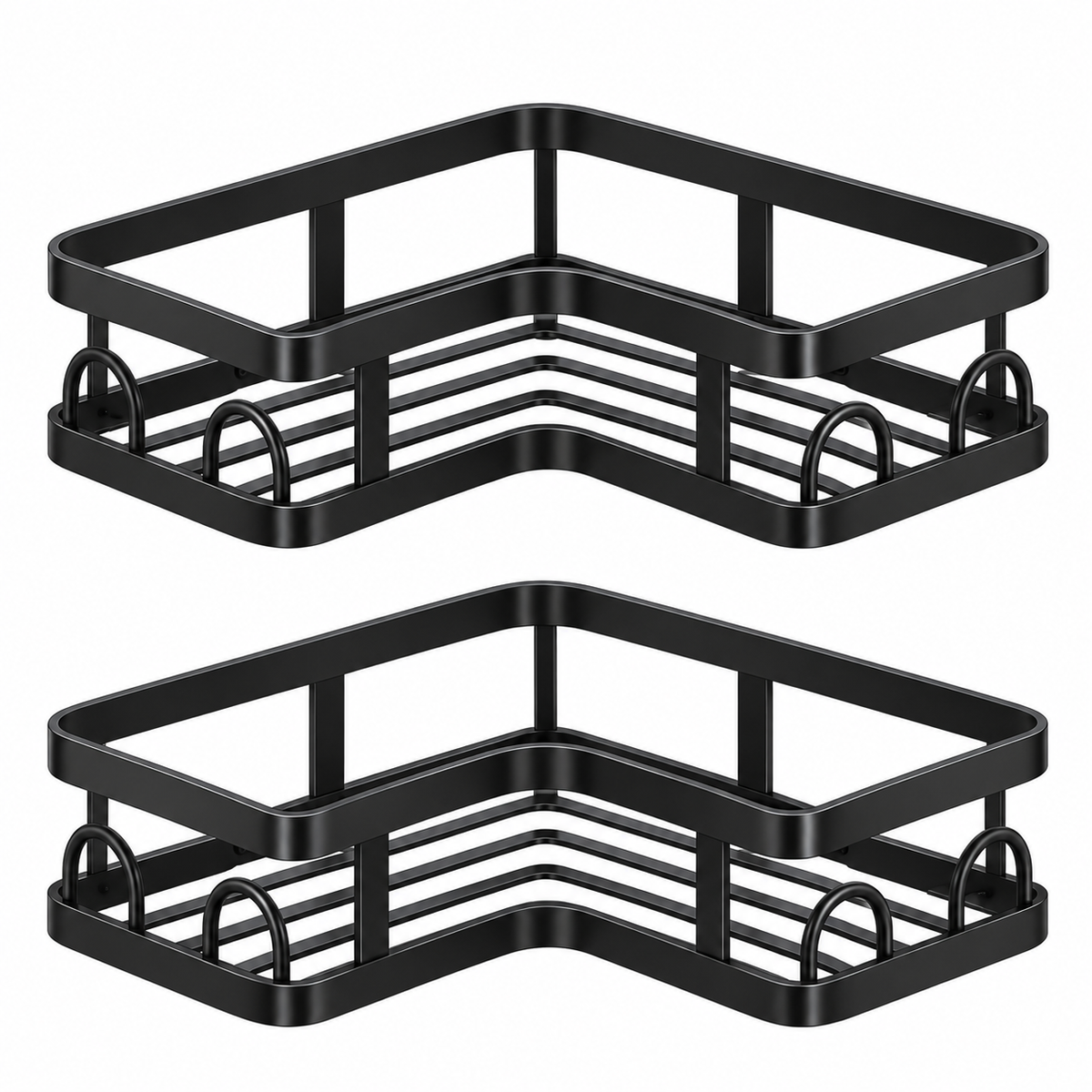 🖤 Corner Shower Caddy | Double Layer Bathroom Organizer | No-Drill Space-Saving Storage Shelf
