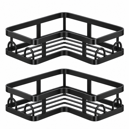 🖤 Corner Shower Caddy | Double Layer Bathroom Organizer | No-Drill Space-Saving Storage Shelf