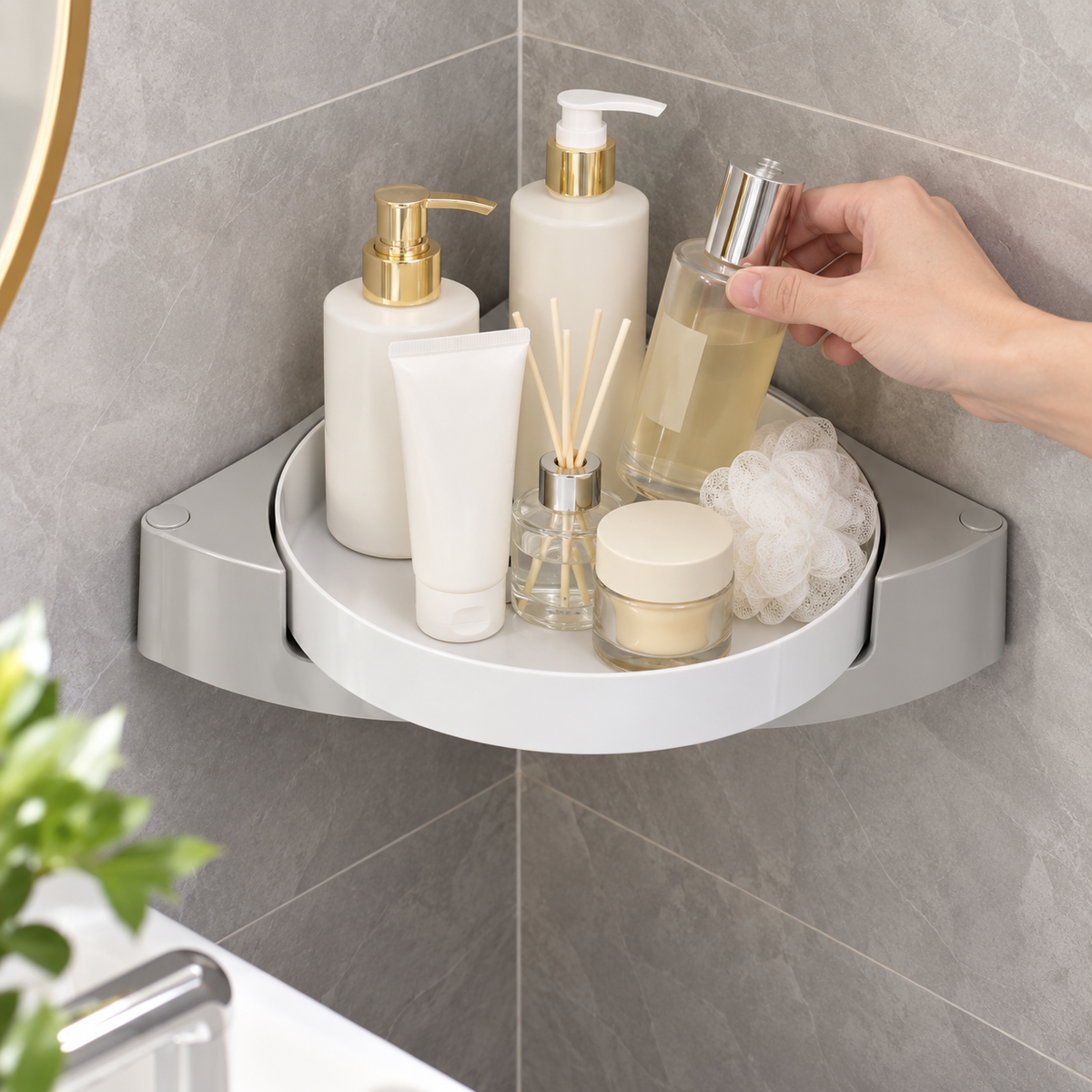 🛁 Rotating Shower Shelf | Corner Bathroom Organizer | Space-Saving Storage