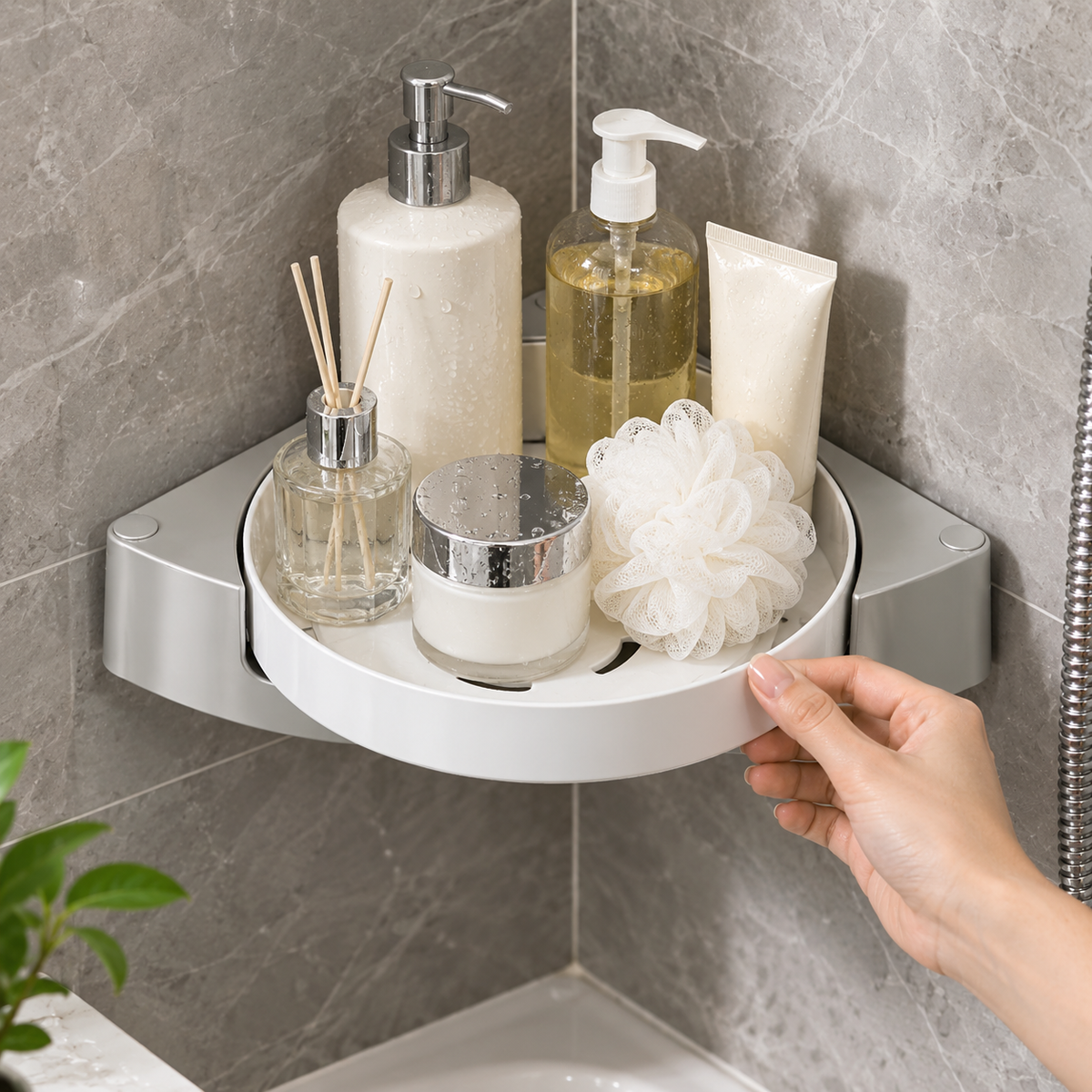 🛁 Rotating Shower Shelf | Corner Bathroom Organizer | Space-Saving Storage