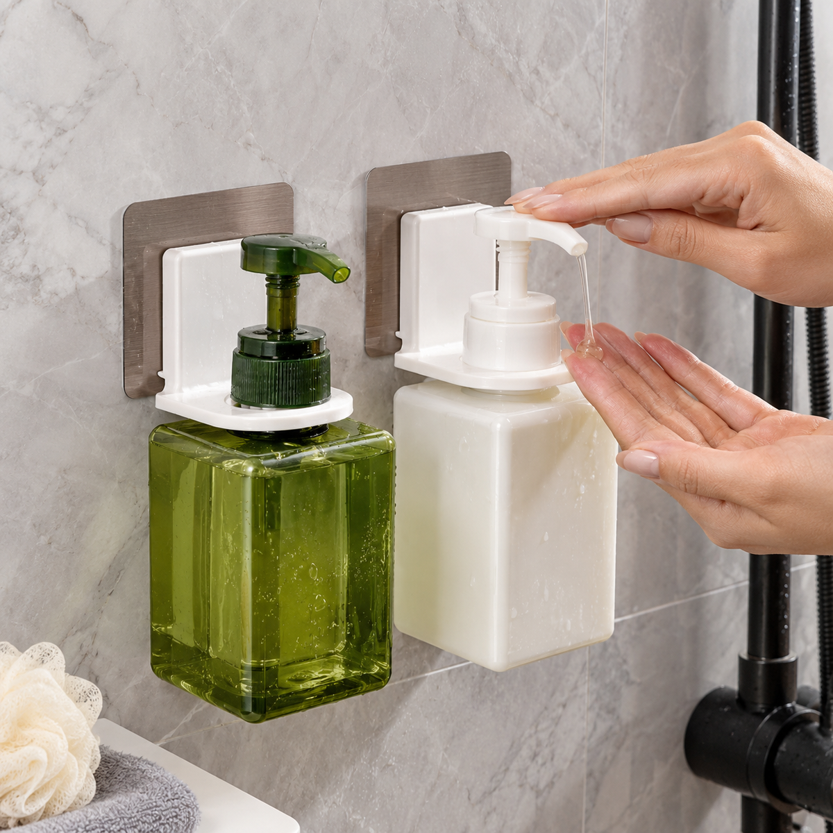 🚿 Wall Mounted Shampoo Holder | Space-Saving Shower Organizer | No-Drill Bathroom Storage