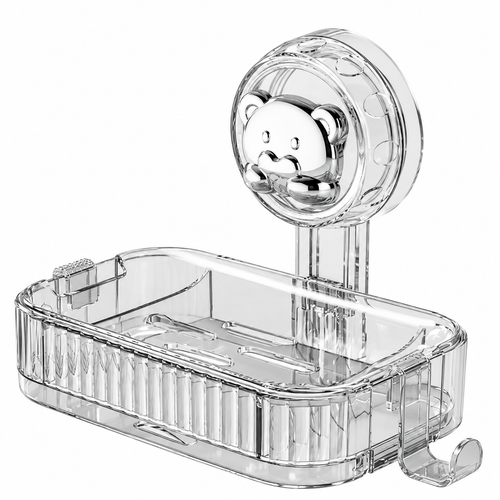🧼 Self Draining Soap Dish | Clear Shower Organizer | Space-Saving Bathroom Storage