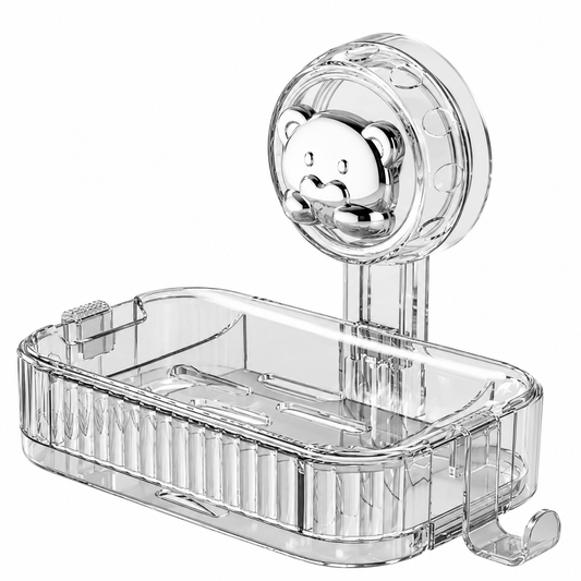 🧼 Self Draining Soap Dish | Clear Shower Organizer | Space-Saving Bathroom Storage