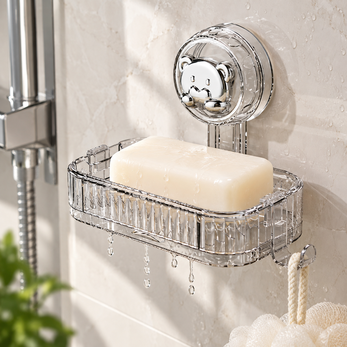 🧼 Self Draining Soap Dish | Clear Shower Organizer | Space-Saving Bathroom Storage