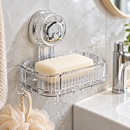 🧼 Self Draining Soap Dish | Clear Shower Organizer | Space-Saving Bathroom Storage