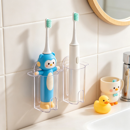 Electric Toothbrush Holder | Clear Bathroom Organizer | Space-Saving Storage