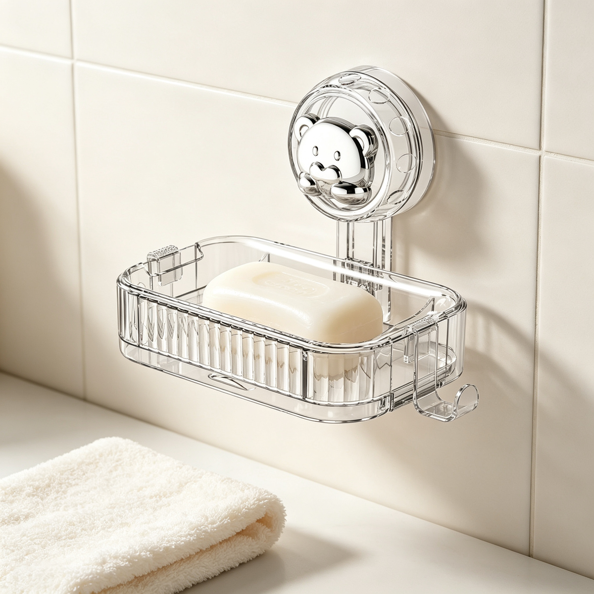 🧼 Self Draining Soap Dish | Clear Shower Organizer | Space-Saving Bathroom Storage