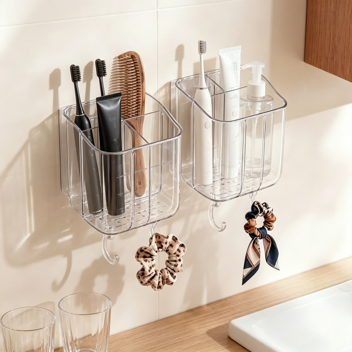 Toothbrush & Toothpaste Organizer | Clear Bathroom Storage