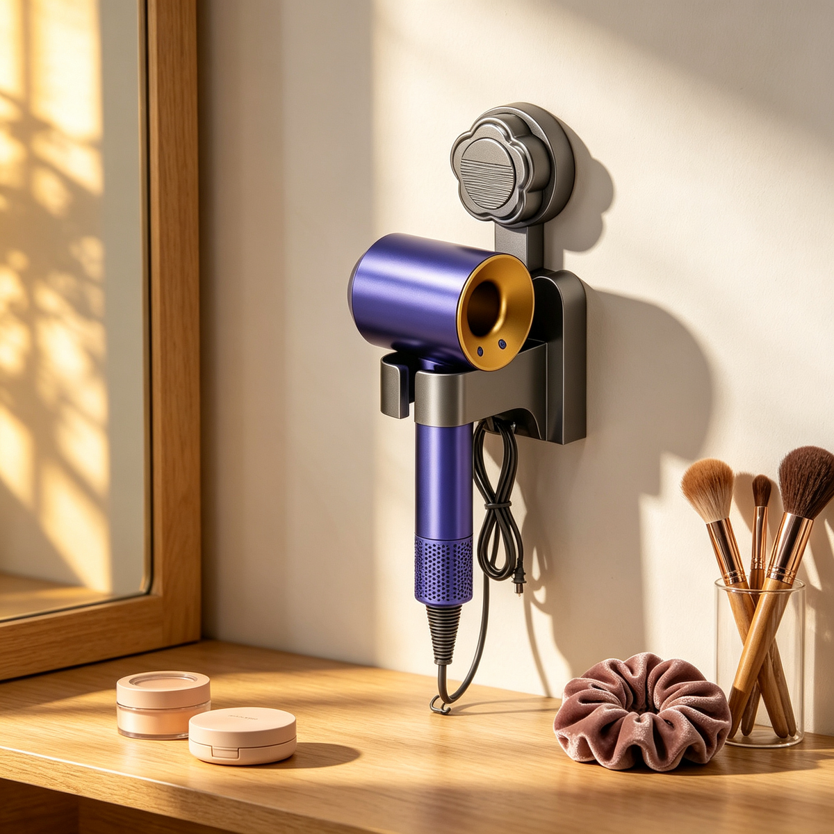 💨 Wall-Mounted Hair Dryer Holder | Bathroom Storage | Space-Saving Organizer