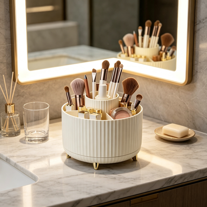 💄 Rotating Makeup Organizer | Multi-Compartment Beauty Storage | Easy-Access Vanity Stand