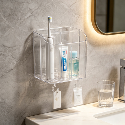 Toothbrush & Toothpaste Organizer | Clear Bathroom Storage