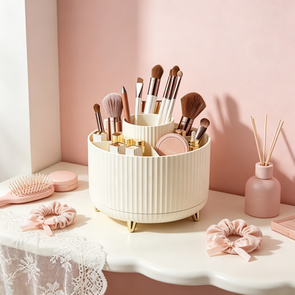 💄 Rotating Makeup Organizer | Multi-Compartment Beauty Storage | Easy-Access Vanity Stand