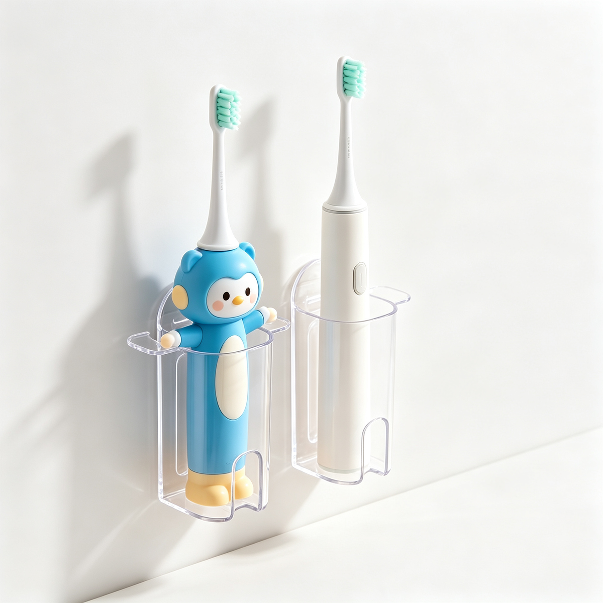 Electric Toothbrush Holder | Clear Bathroom Organizer | Space-Saving Storage