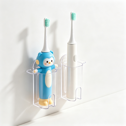 Electric Toothbrush Holder | Clear Bathroom Organizer | Space-Saving Storage