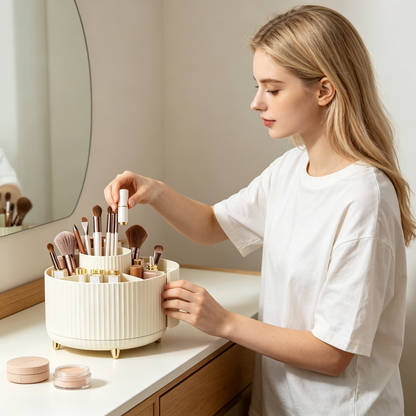 💄 Rotating Makeup Organizer | Multi-Compartment Beauty Storage | Easy-Access Vanity Stand