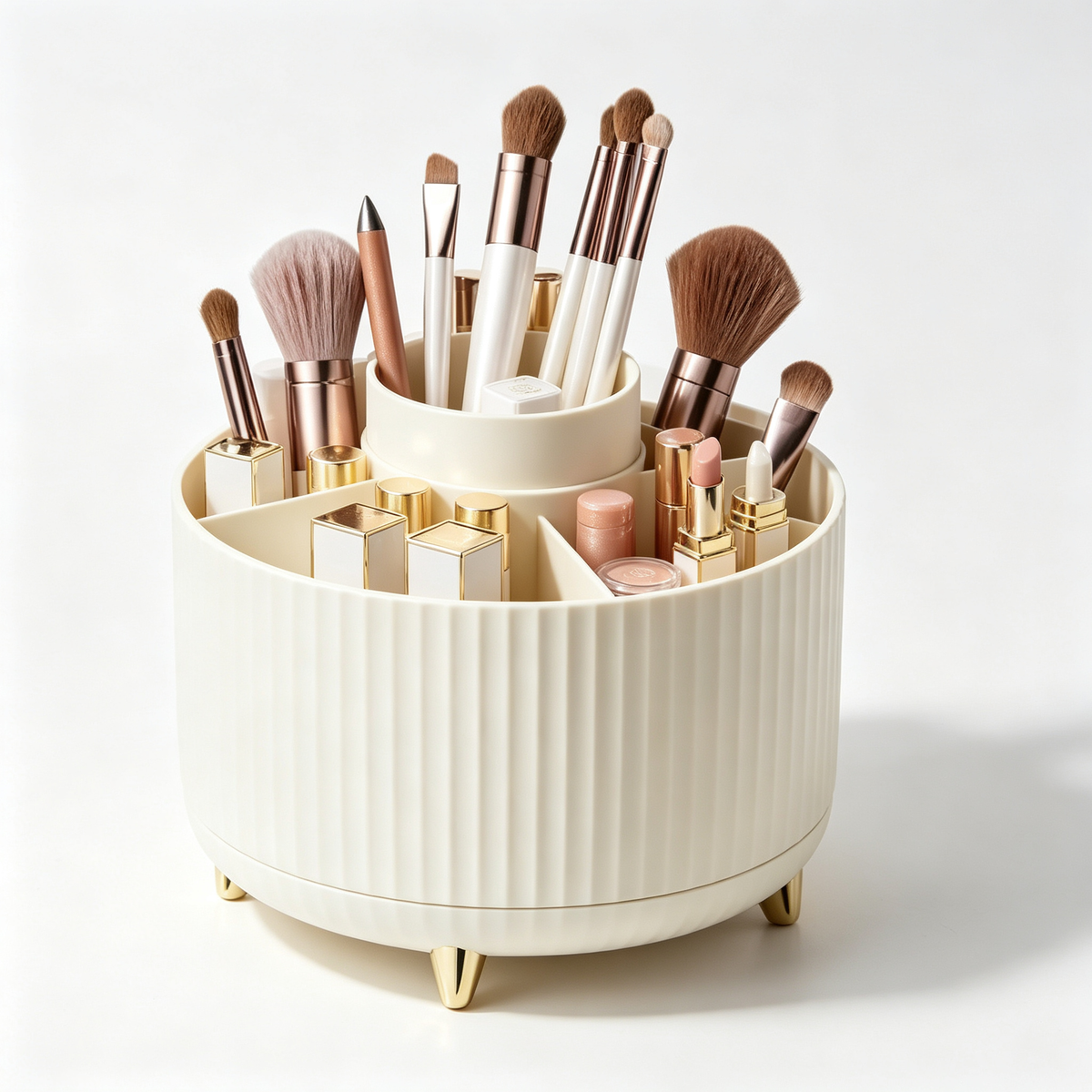 💄 Rotating Makeup Organizer | Multi-Compartment Beauty Storage | Easy-Access Vanity Stand
