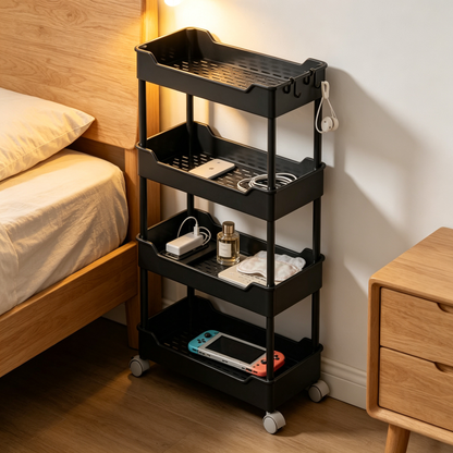 🛒 Slim Rolling Storage Cart | 4 Tier Organizer | Space Saving Rack