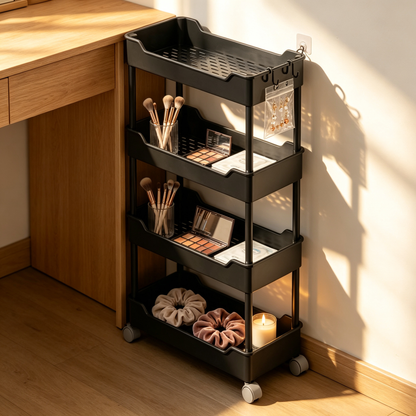 🛒 Slim Rolling Storage Cart | 4 Tier Organizer | Space Saving Rack