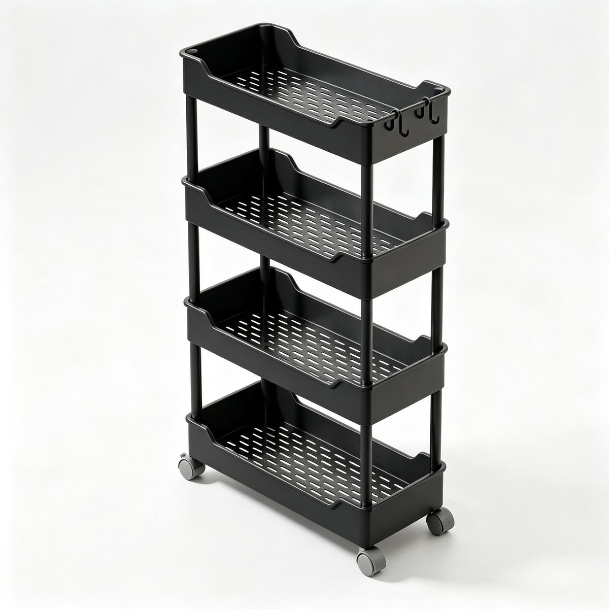 🛒 Slim Rolling Storage Cart | 4 Tier Organizer | Space Saving Rack