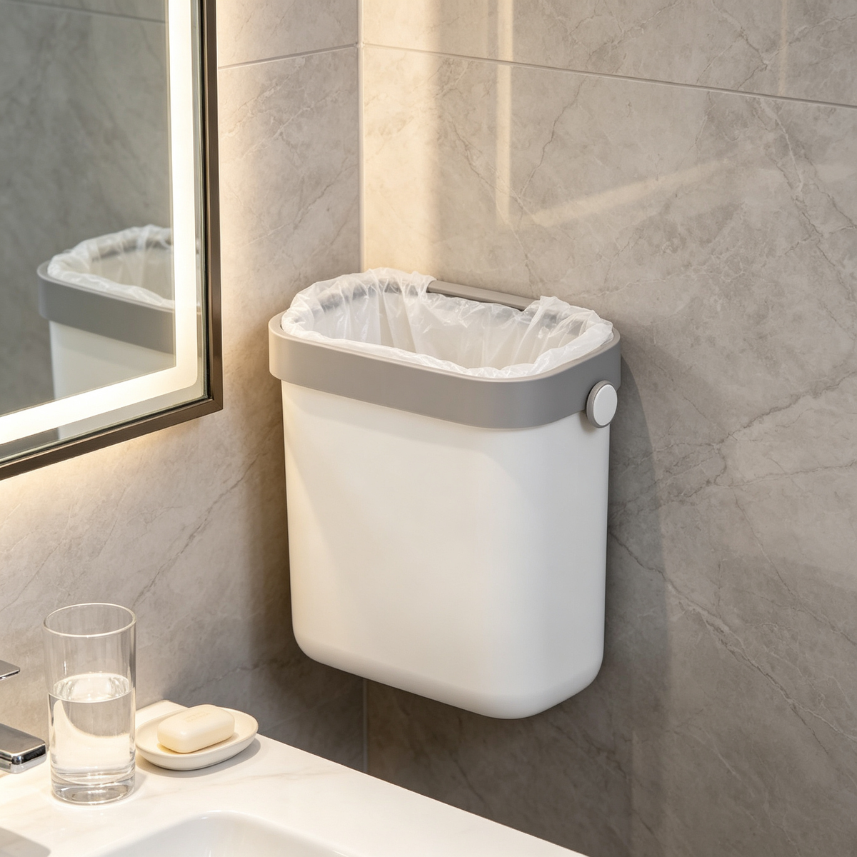 🗑️ Bathroom Trash Can | Slim Space Saving Bin | Clean Modern Design