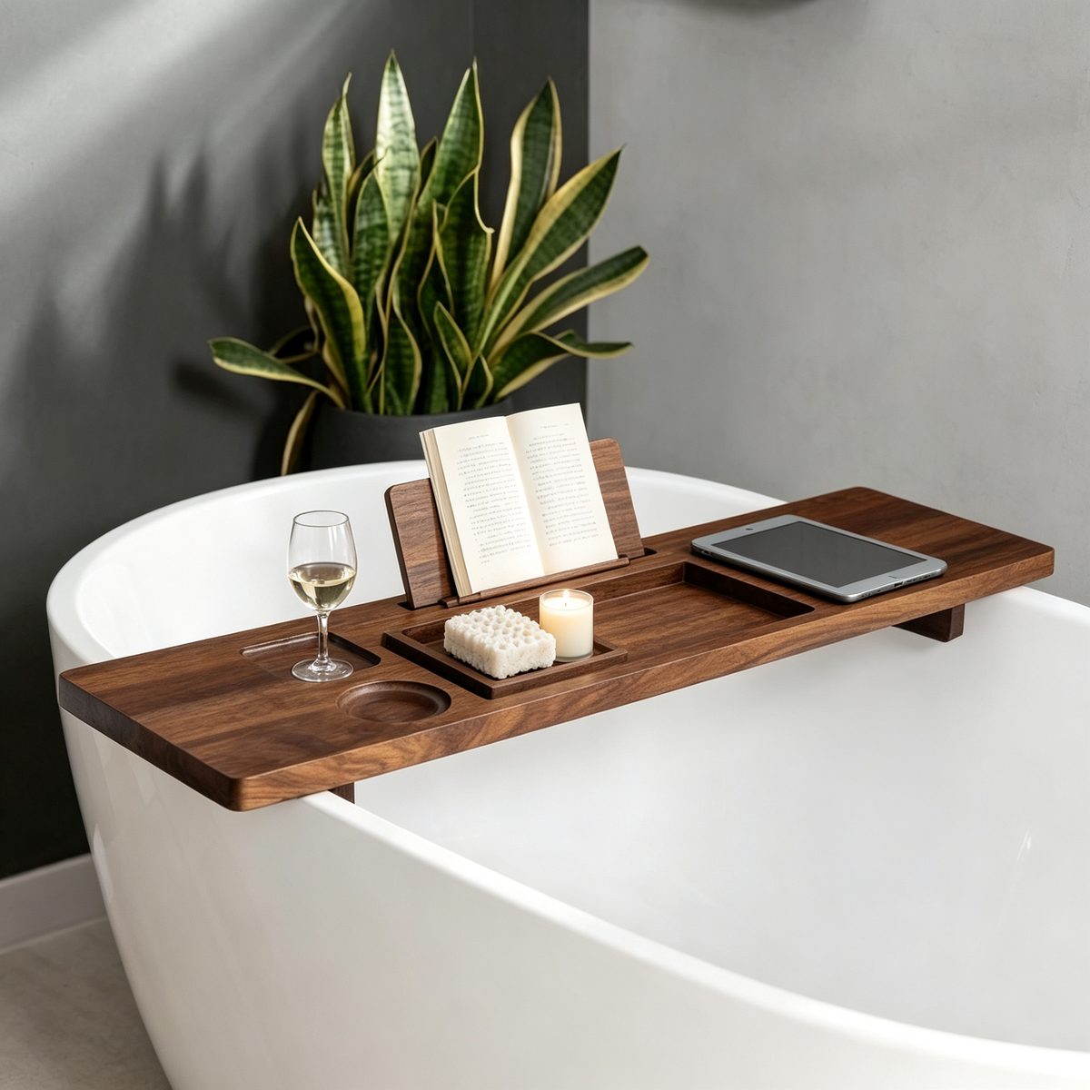 🛁 Wooden Bathtub Tray | Relaxing Bath Organizer | Spa Style Storage
