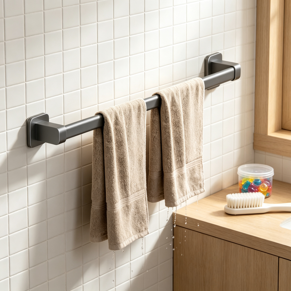 🖤 Space-Saving Towel Bar | Sleek Wall-Mounted Design | Modern Bathroom Essential