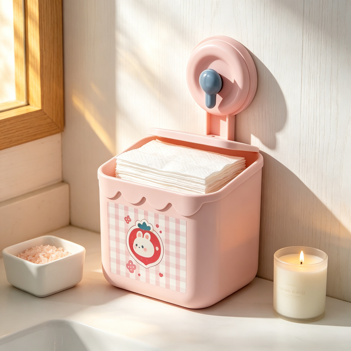 🌸 Wall-Mounted Face Towel Holder | Cute Space-Saving Storage | Everyday Bathroom Organizer