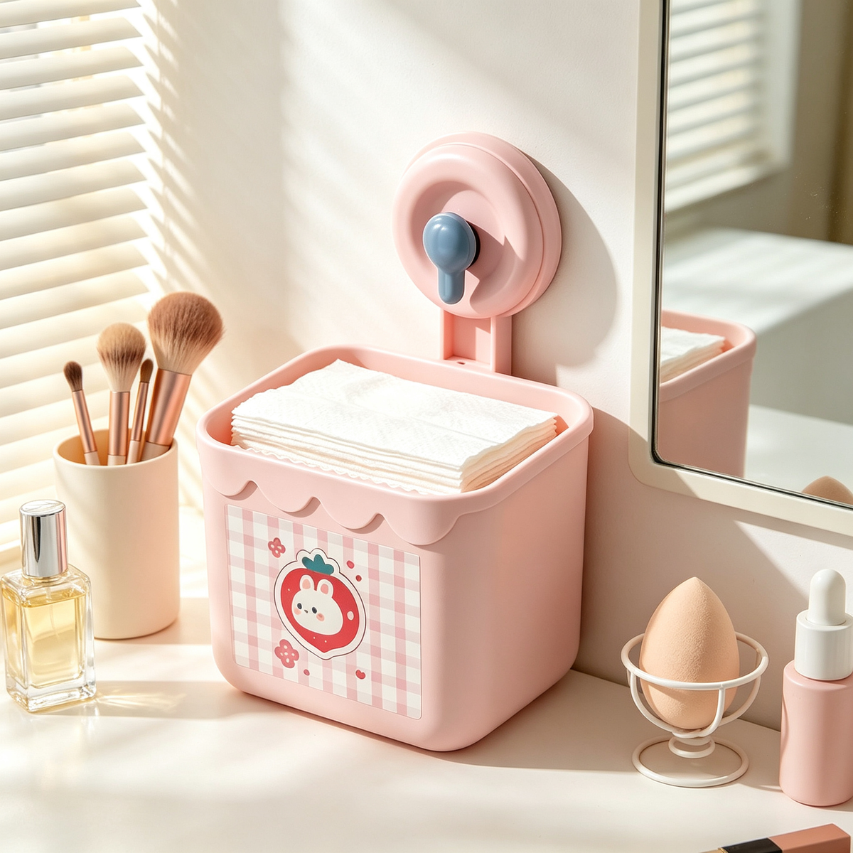 🌸 Wall-Mounted Face Towel Holder | Cute Space-Saving Storage | Everyday Bathroom Organizer