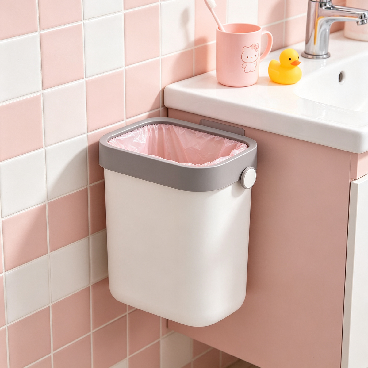 🗑️ Bathroom Trash Can | Slim Space Saving Bin | Clean Modern Design