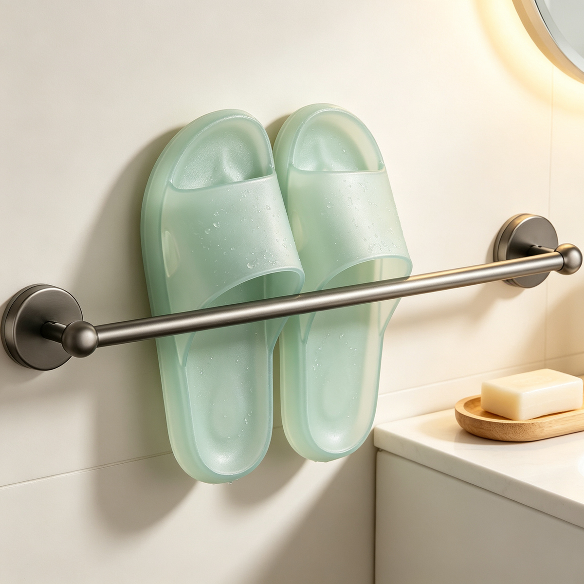 💧 Wall-Mounted Slipper Drying Rack | Space-Saving Storage | Quick-Drain Bathroom Organizer