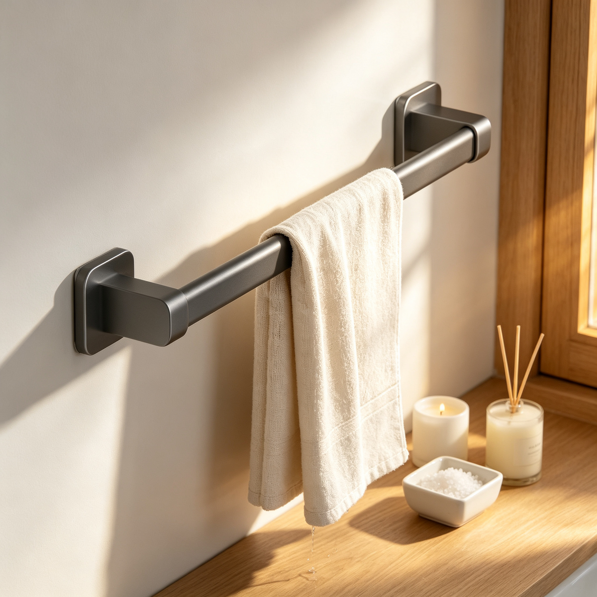 🖤 Space-Saving Towel Bar | Sleek Wall-Mounted Design | Modern Bathroom Essential