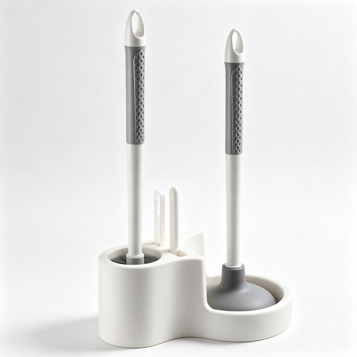 🧼 Toilet Cleaning Set | Brush & Plunger Station | Compact Bathroom Organizer