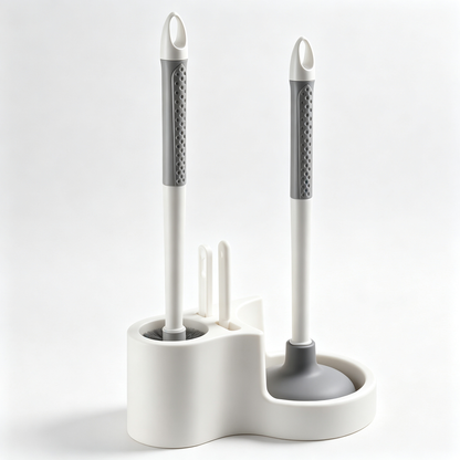 🧼 Toilet Cleaning Set | Brush & Plunger Station | Compact Bathroom Organizer