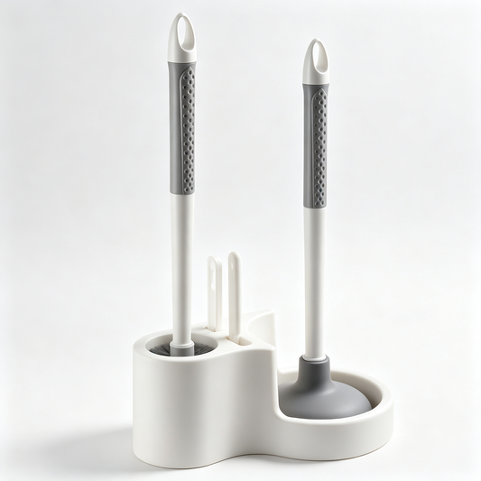 🧼 Toilet Cleaning Set | Brush & Plunger Station | Compact Bathroom Organizer