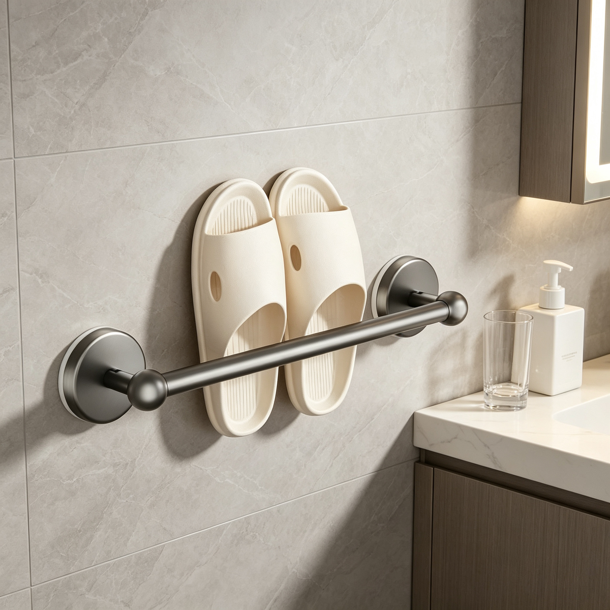💧 Wall-Mounted Slipper Drying Rack | Space-Saving Storage | Quick-Drain Bathroom Organizer