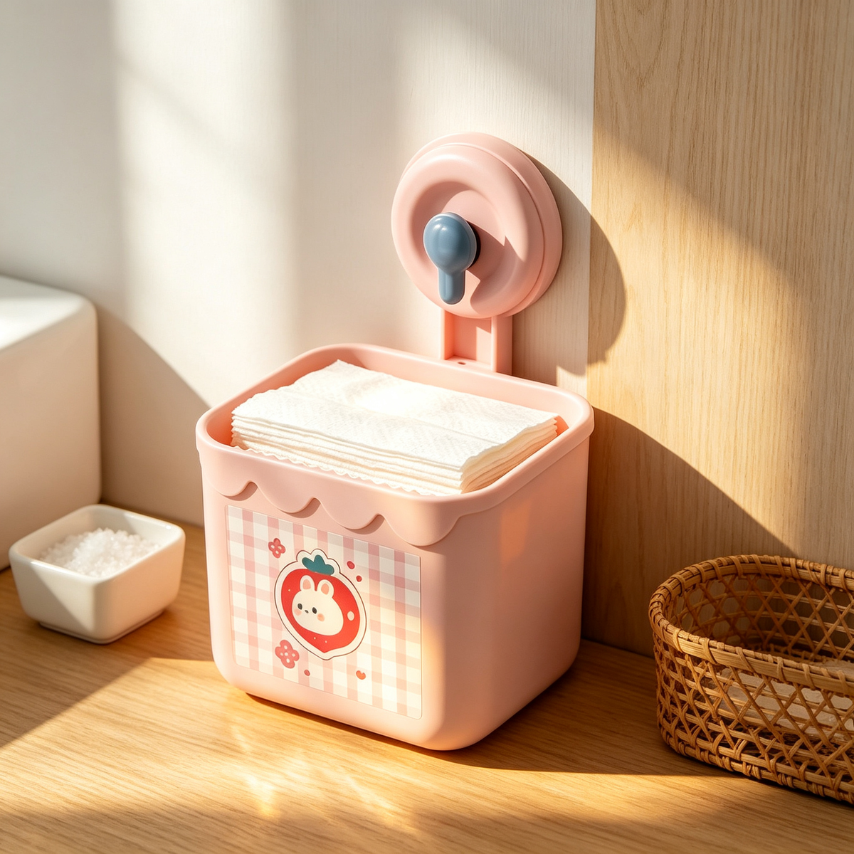 🌸 Wall-Mounted Face Towel Holder | Cute Space-Saving Storage | Everyday Bathroom Organizer