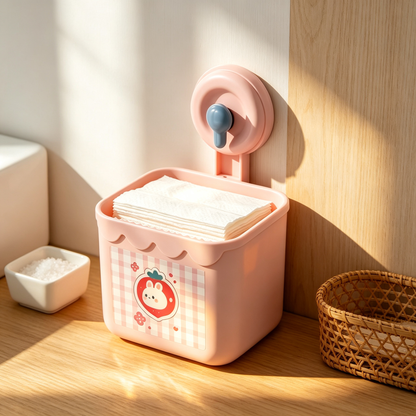 🌸 Wall-Mounted Face Towel Holder | Cute Space-Saving Storage | Everyday Bathroom Organizer