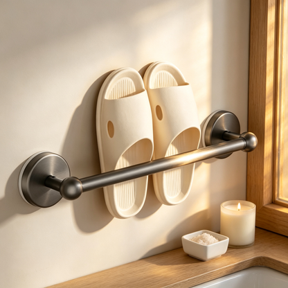 💧 Wall-Mounted Slipper Drying Rack | Space-Saving Storage | Quick-Drain Bathroom Organizer