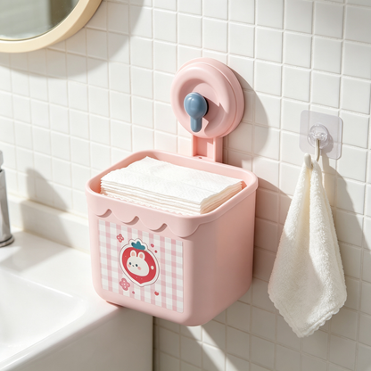 🌸 Wall-Mounted Face Towel Holder | Cute Space-Saving Storage | Everyday Bathroom Organizer