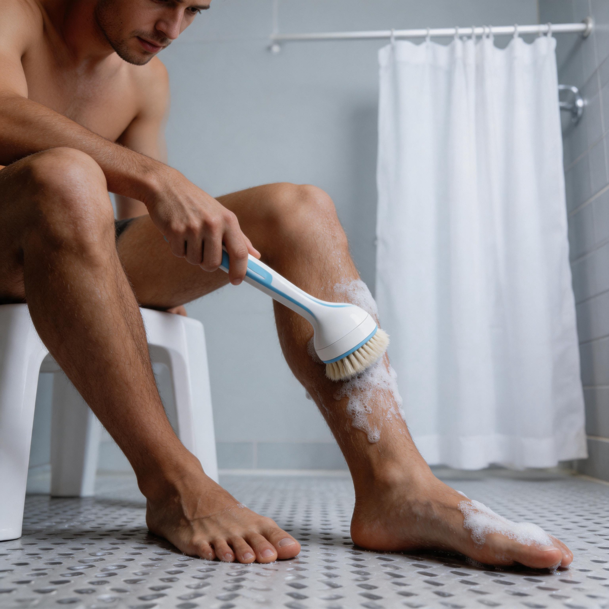 🔋 Rechargeable Bath Brush | Multi-Head | Shower Care | Effortless Full-Body Cleaning